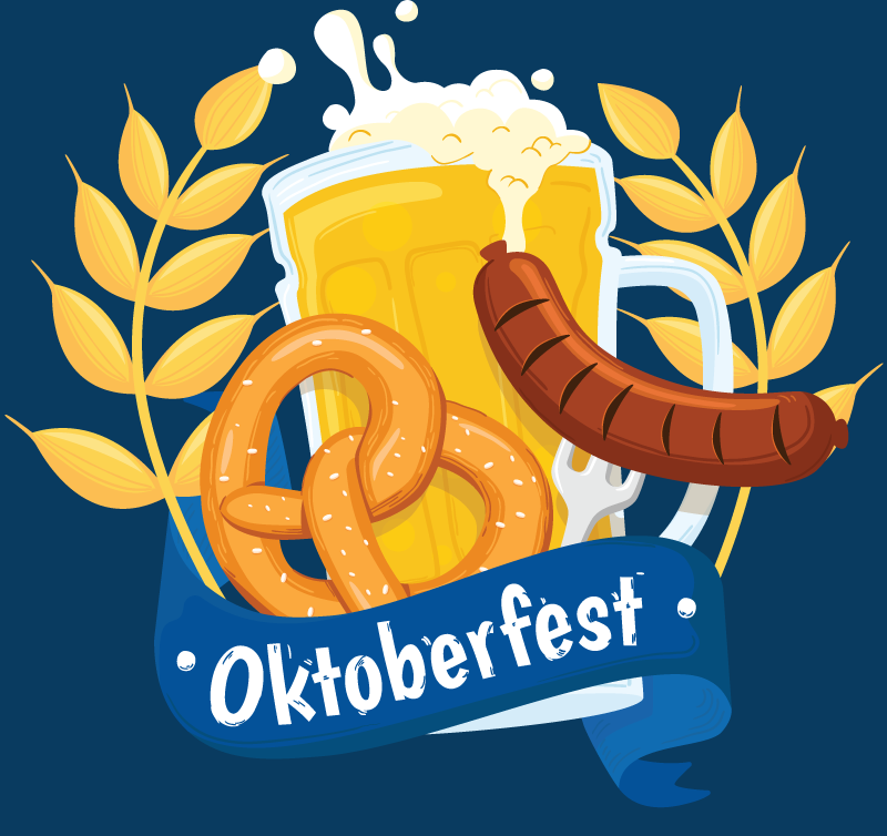 Octoberfest pretzel brat and beer